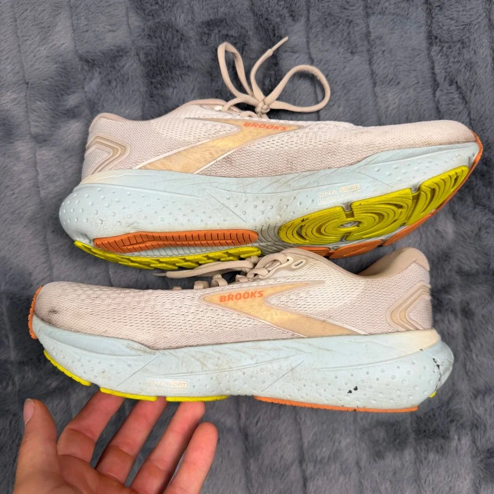Brooks Glycerin 21 Running Shoes Womens 9.5 Beige Blue DNA LOFT v3 1204081B195